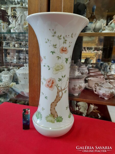 Régi Ritka Hollóháza Virágmintás Kézi Festésű Impozáns Nagy Váza.36 cm.