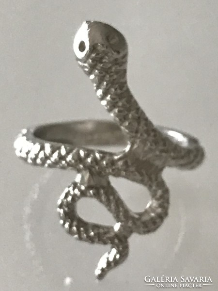 Silver-plated snake shaped ring, size 7