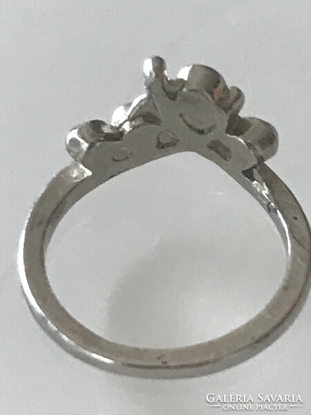 Silver-plated ring with crystals, 18 mm inner diameter