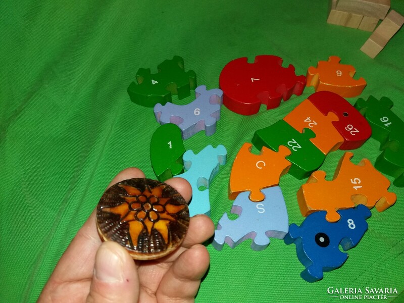 A bag of different wooden toys in one, as shown in the pictures
