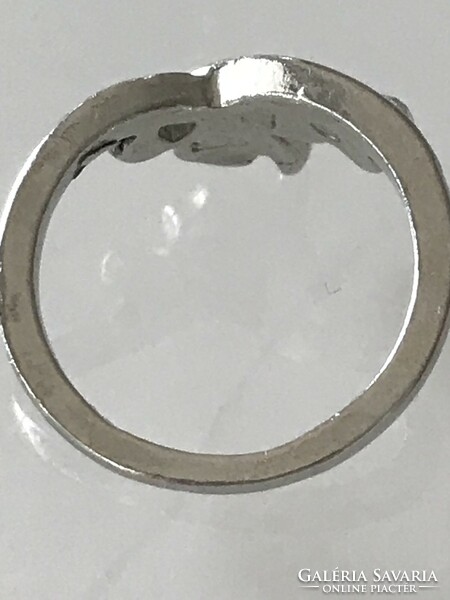 Ezüstözött gyűrű kristályokkal, 18 mm belső átmérő