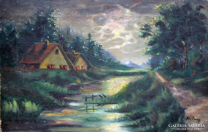 Hungarian painter: house with stream