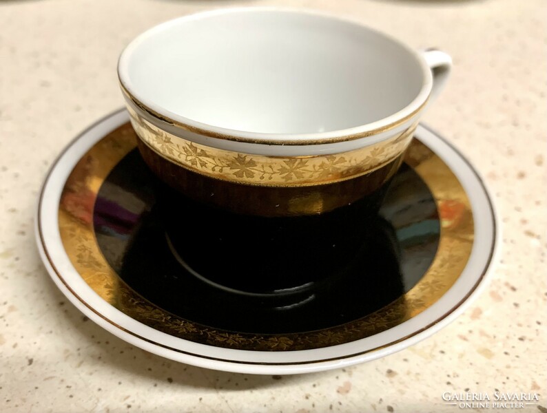 2 db Retro Hollóházi porcelán mokkás csésze fekete