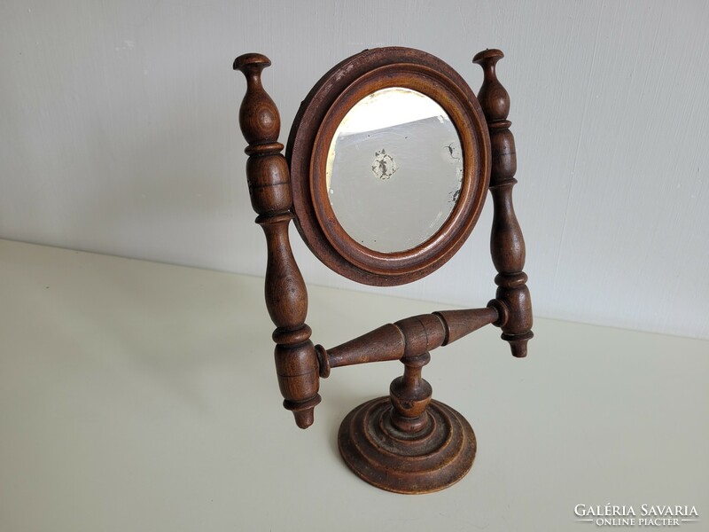 Old vintage folk wooden mirror peasant mirror
