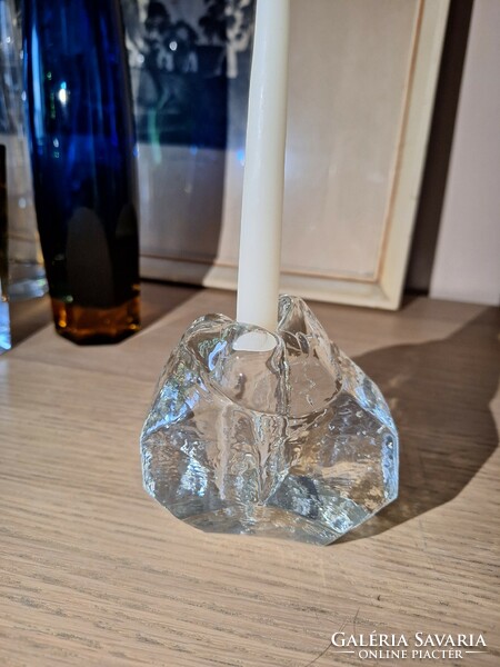 Skandináv jégüveg  gyertyatartó