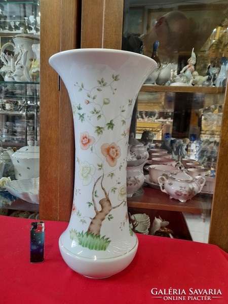 Régi Ritka Hollóháza Virágmintás Kézi Festésű Impozáns Nagy Váza.36 cm.