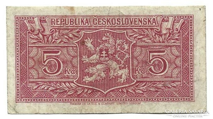 5 korun korona 1945 Csehszlovákia 3.