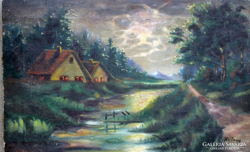 Magyar festő: Ház patakkal