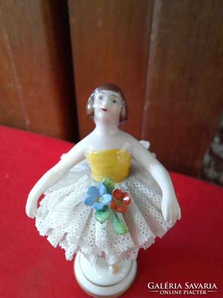 Német,Germany,Volkstedt Müller & Co 1907-1949 Mini Porcelán Balerina Figura.