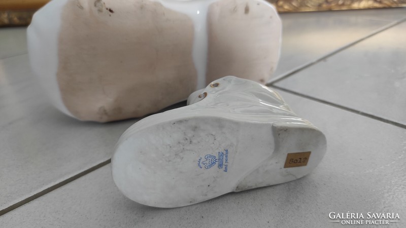 A pair of porcelain shoes for sale, Aquincumi gilded porcelain shoes