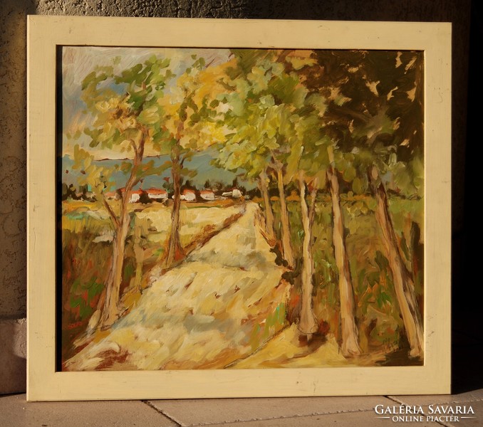 Contemporary German artist: wood line, 2001 - oil painting framed
