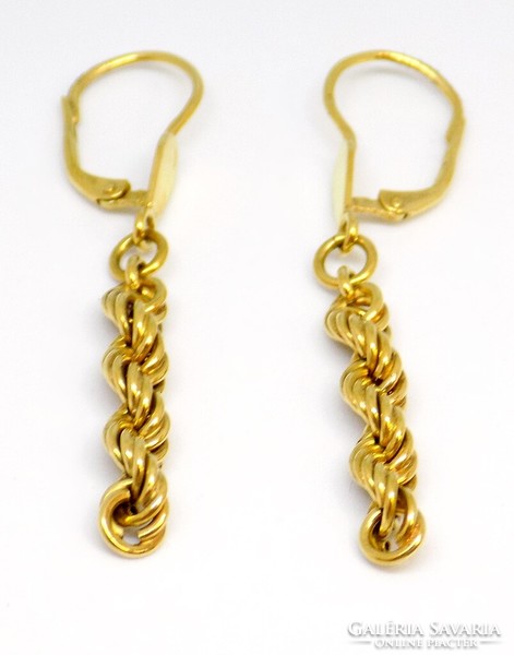 Gold twisted dangling earrings (zal-au107529)