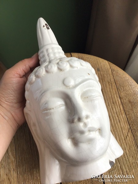 Mázas modern nepáli Buddha kerámia fej szobor