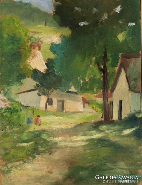 Korbély g.: Diósgyőri street detail, 1953 - original oil painting