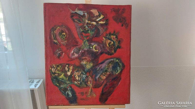 (K) 18+ Jo (Joachim) Sickinger groteszk festménye 56x67 cm