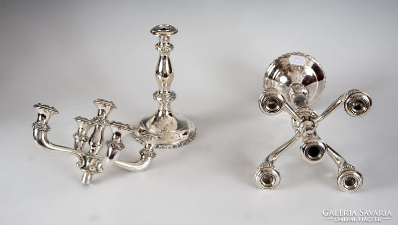 Pair of silver candelabra with rose of Vienna decoration