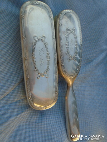 Around the turn of the century antique Art Nouveau dress brushes in pairs - marked