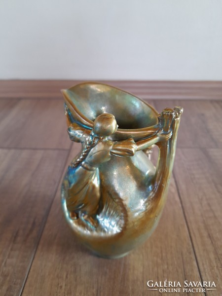 Antik Zsolnay szecessziós eozin mázas arató váza