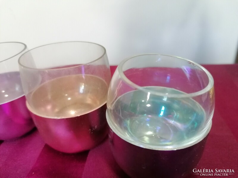 Retro glass sphere glasses in a colored metal holder 6 pcs