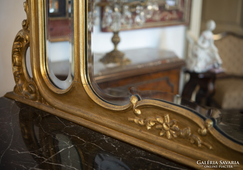 Gilded console table with mirror (large size)