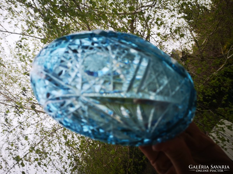 Polished crystal glass for a beautiful colorful blue table