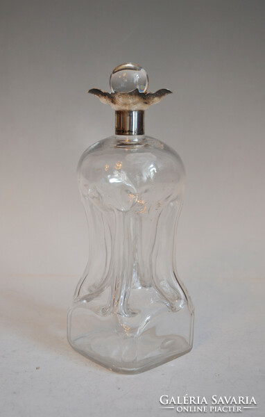 Glass pourer with silver neck