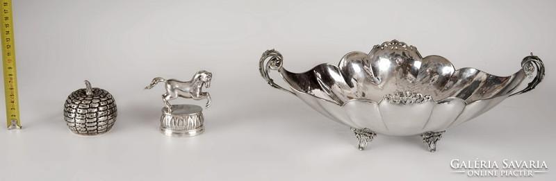 Silver boat offering / centerpiece with openwork decor