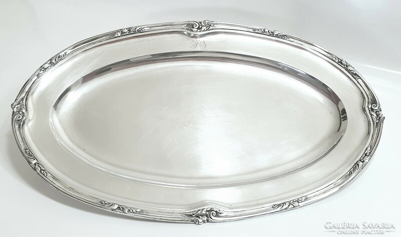 Silver (800) bachruch tray with noble crown and coat of arms (1306 g)