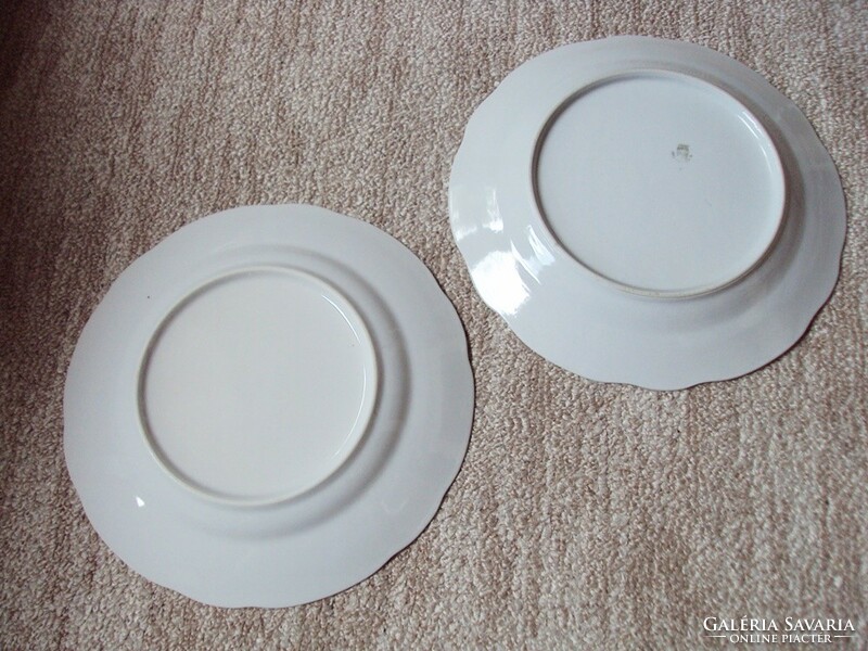 Porcelán régi lapos tányér Zsolnay, Pécs jelzéssel, 2 db
