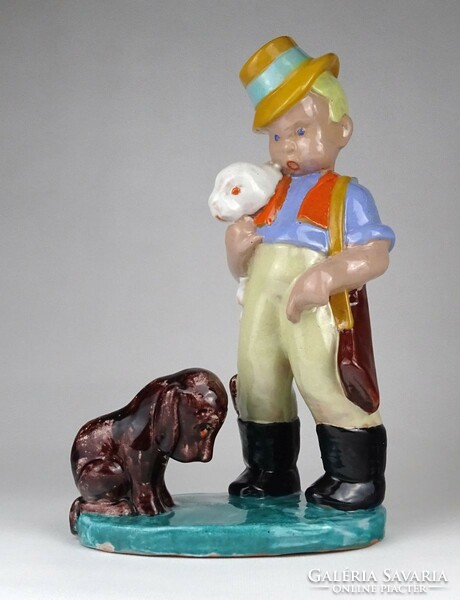 1A022 old art deco hunter boy hops ceramic 29 cm