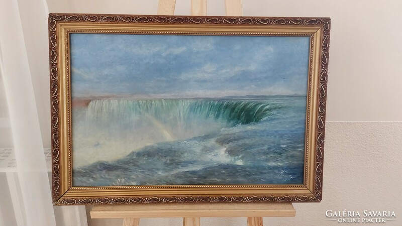 (K) Kamecz Erzsébet Niagara Vízesés 67x47 cm kerettel