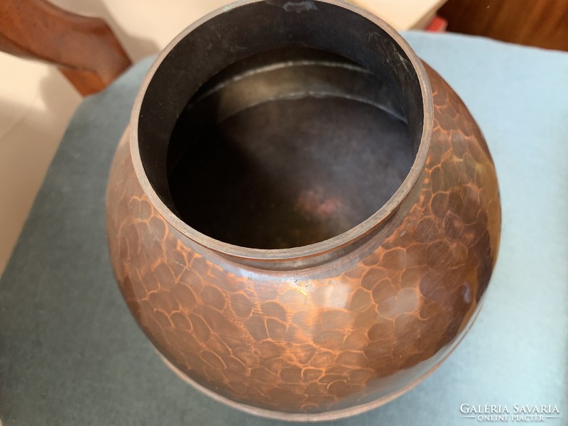 Modern red copper sphere vase