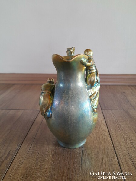 Antique Zsolnay Art Nouveau eosin-glazed harvester vase