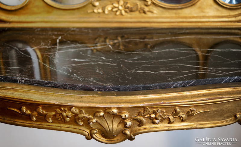 Gilded console table with mirror (large size)