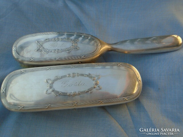 Around the turn of the century antique Art Nouveau dress brushes in pairs - marked