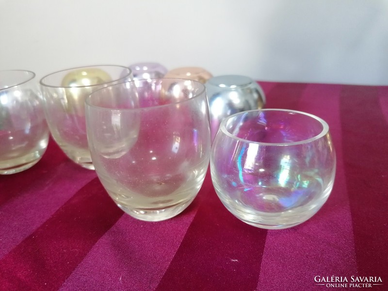 Retro glass sphere glasses in a colored metal holder 6 pcs