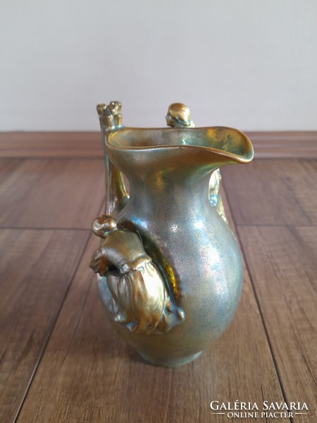 Antique Zsolnay Art Nouveau eosin-glazed harvester vase