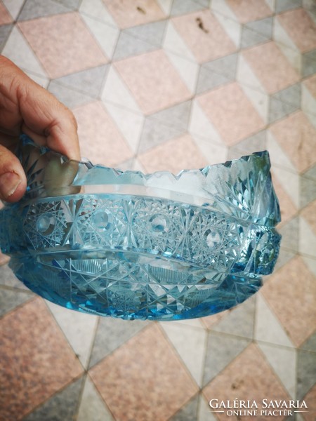 Polished crystal glass for a beautiful colorful blue table