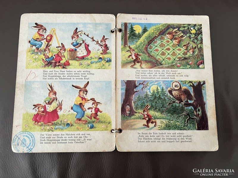 Aranyos nyuszis régi német mesekönyv húsvéti könyv