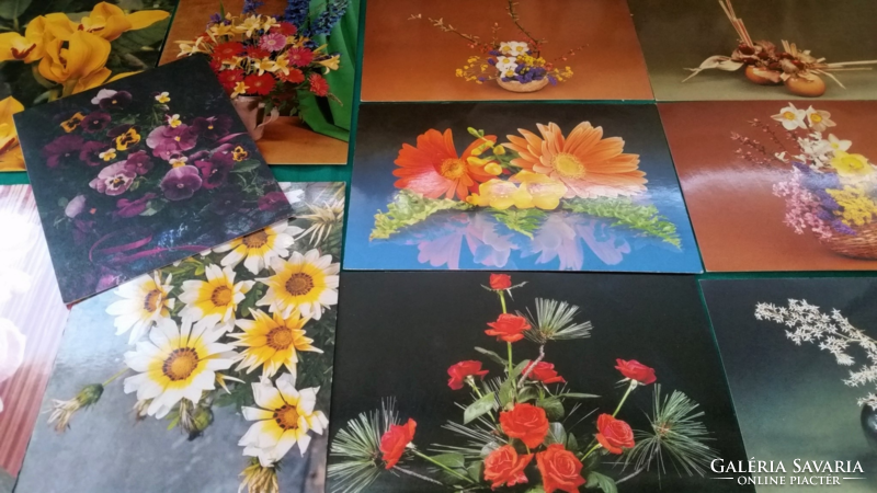 13 darab postatiszta virágos képeslap