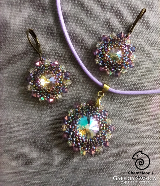 "Light Lilac Paradise Mandala Beading Set" Swarovski kristályos világos lilás gyöngyfűzött szett