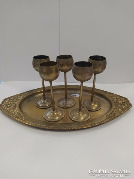 Antique metal stemware set with tray