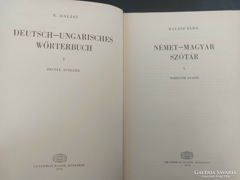 Halász's predecessor﻿:Hungarian-German dictionary i-ii.﻿German-Hungarian dictionary i-ii.1970. HUF 4,500