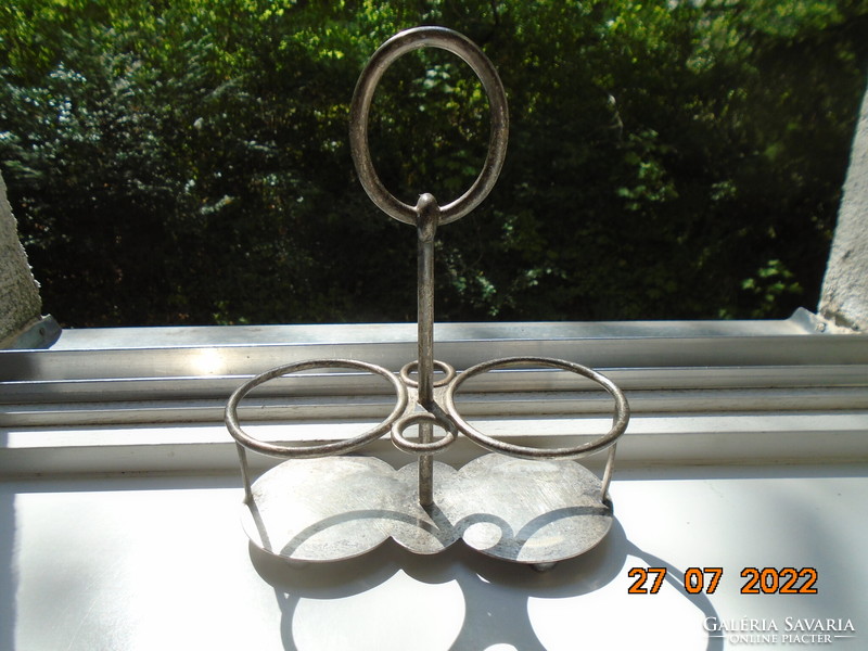 Antique once silver-plated alpaca table spice rack, marked Hermann