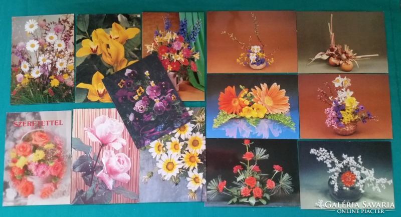 13 Pieces of pure floral postcard