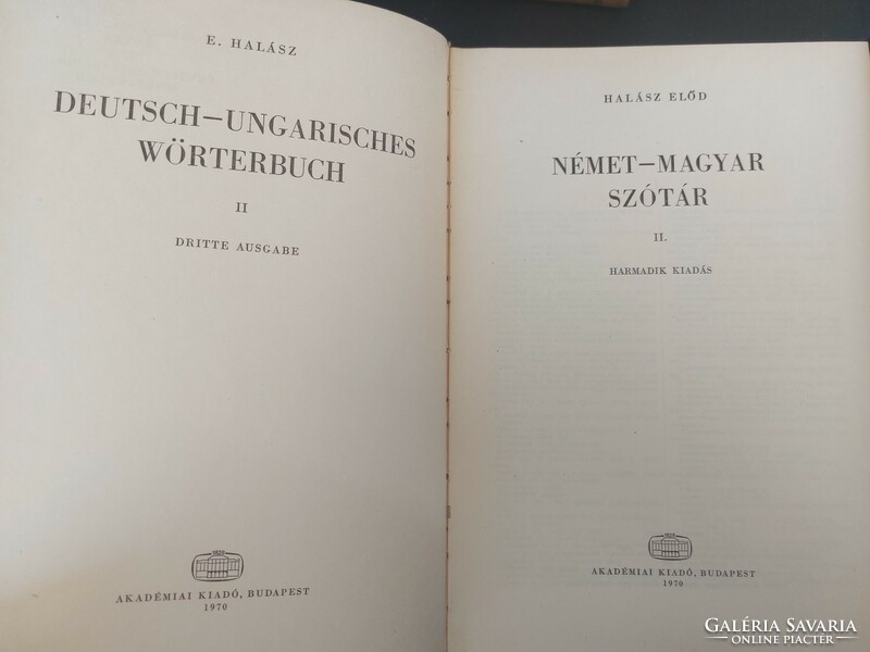 Halász's predecessor﻿:Hungarian-German dictionary i-ii.﻿German-Hungarian dictionary i-ii.1970. HUF 4,500