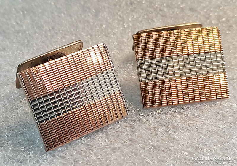 Old partially gilded silver cufflink