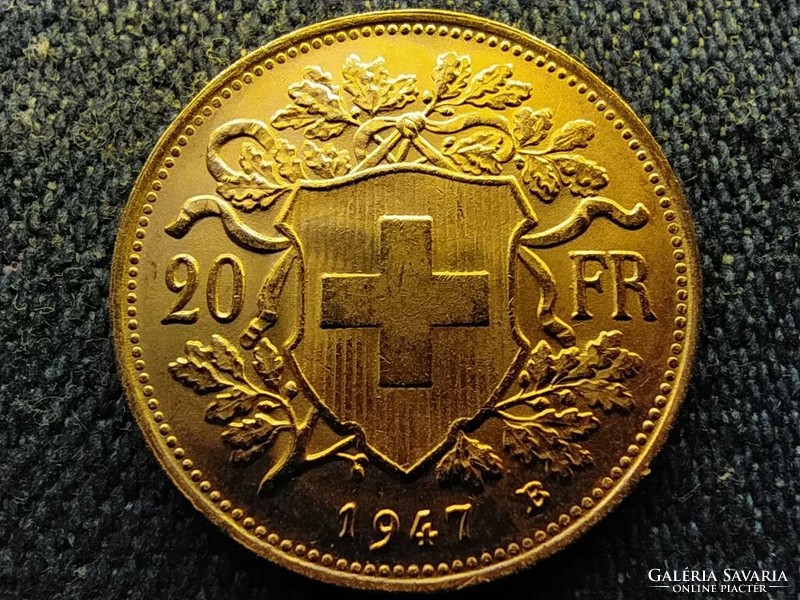 Svájc .900 arany 20 Frank 6,45g 1947 B (id64761)