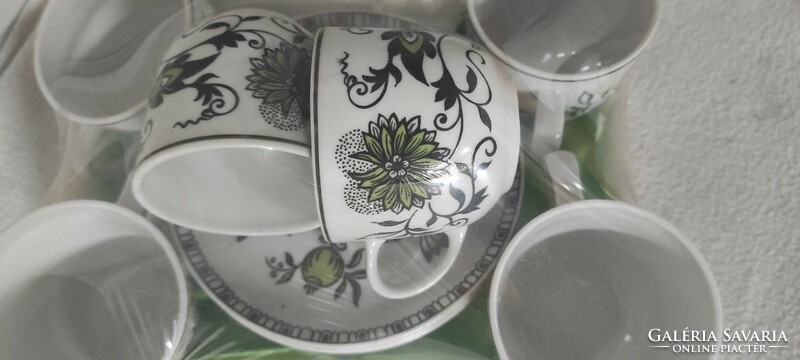 6 pcs of Hollóháza porcelain coffee cups with bottoms