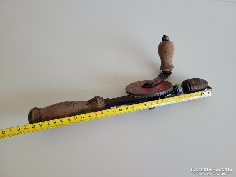 Old vintage hand tool americaner hand drill 30 cm